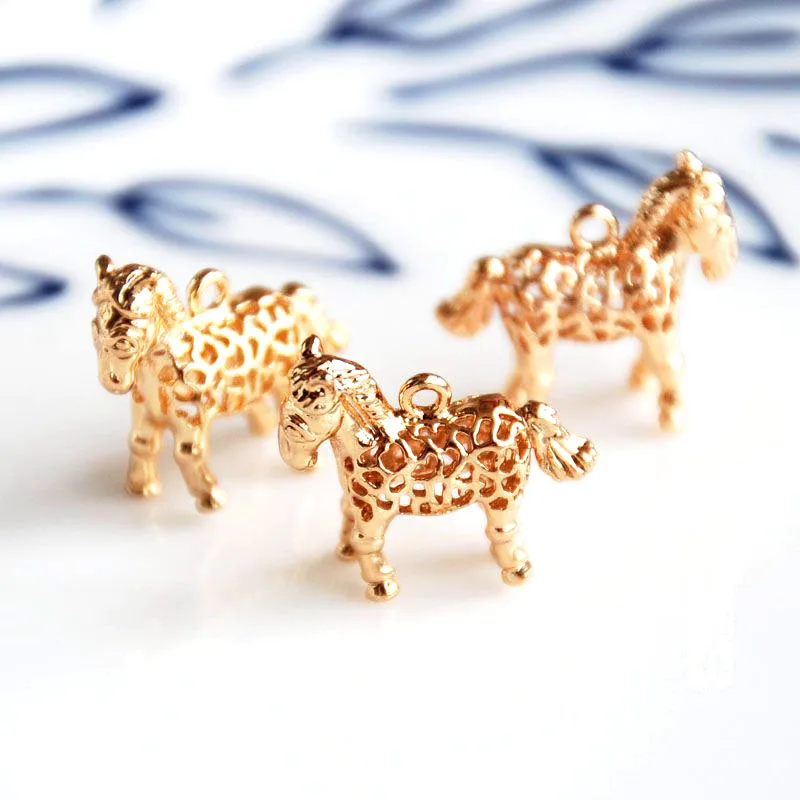 4 шт./лот Позолоченные Подвески в виде лошади изготовление ювелирных изделий