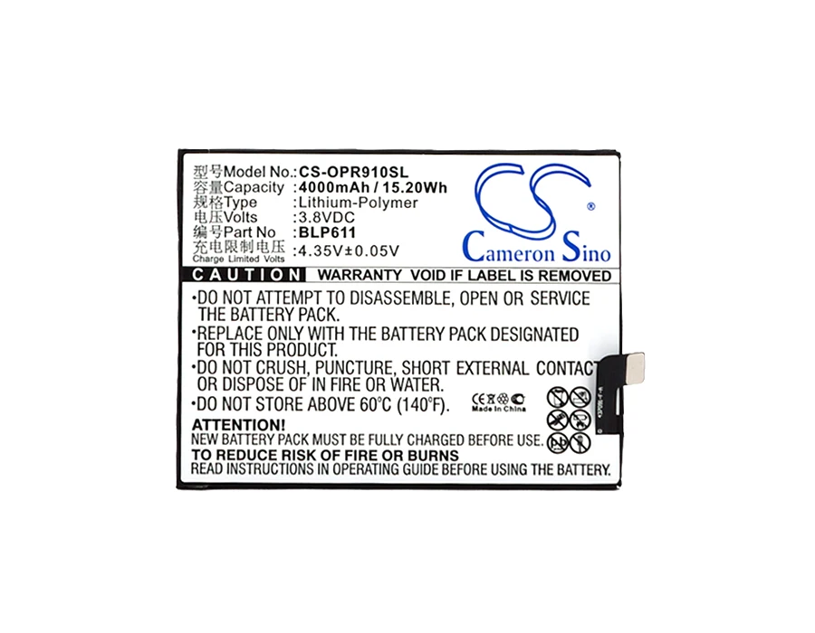 Аккумулятор Cameron Sino 4000 мАч BLP611 для OPPO R9 Plus Dual SIM Plusm A Plustm|4000mah battery|cameron sinobattery for |