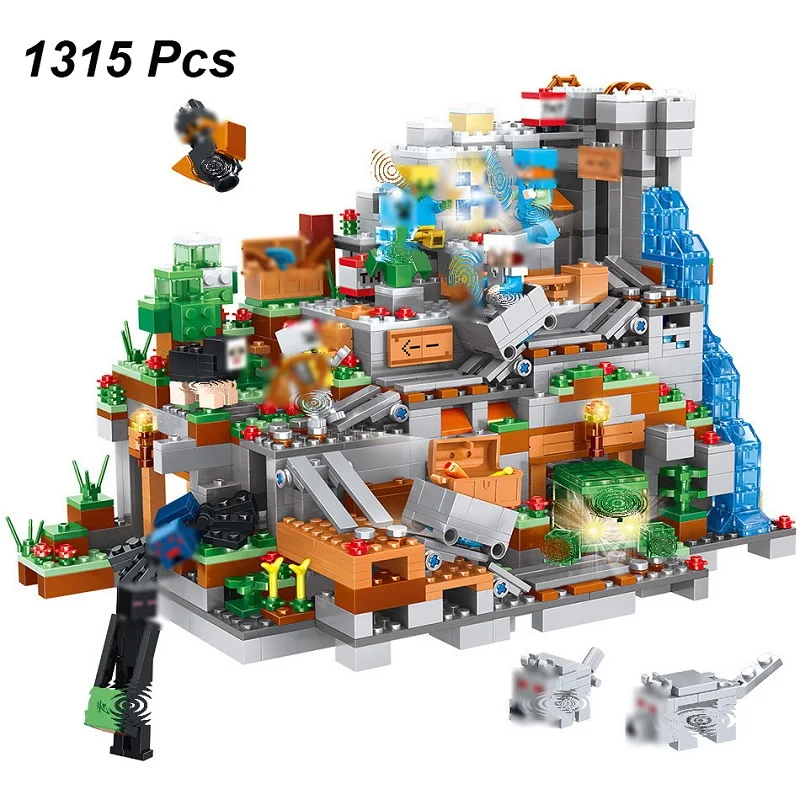 My World Series Building Blocks Compatible Legoings Minecrafter 33211 Cave Dragon For Toddlers Iron Golem Children Clever Toys | Игрушки и