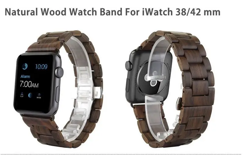 42 мм сандаловое дерево петля браслет замок бабочка часы ремешок для Apple Watch iwatch +