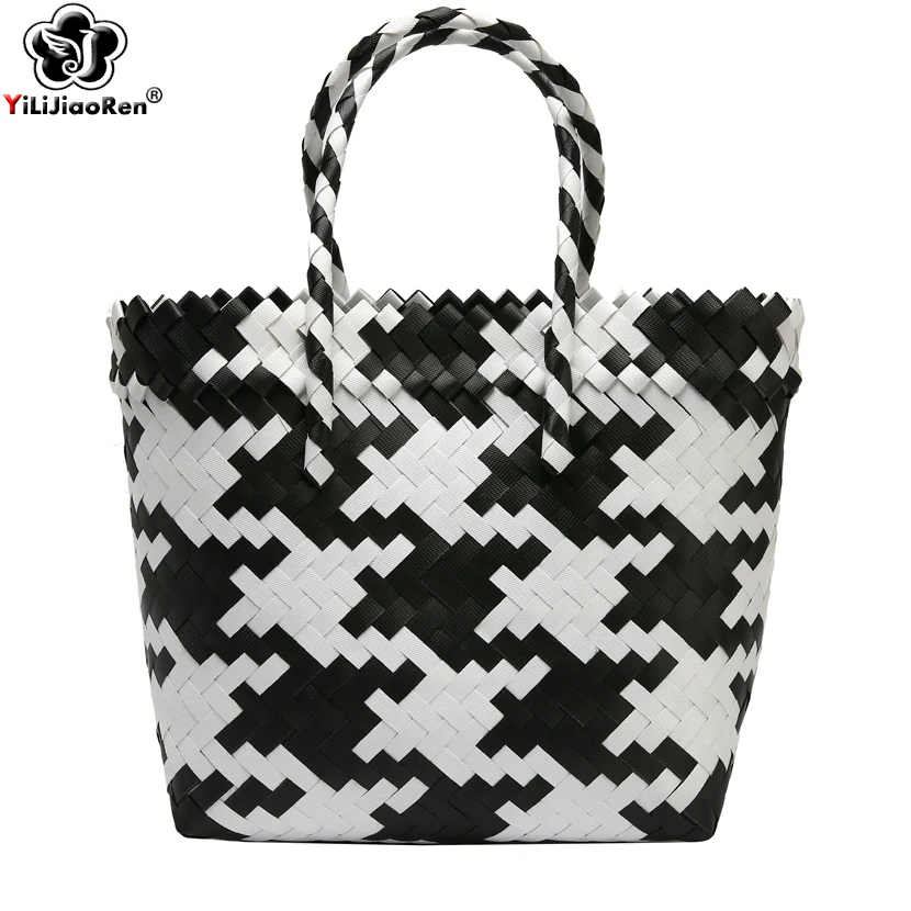 Модная тканая женская сумка ручной работы 2019 брендовая ПВХ летняя пляжная