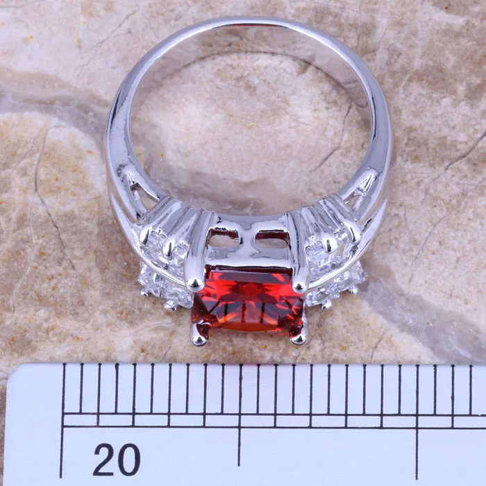 Удивительный Красный Гранат Белый CZ посеребренные женские ювелирные изделия