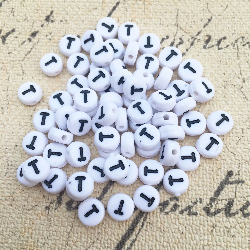 Mini Order 4*7MM Single Initial T акриловые буквы алфавита бусины Подходит для вязаного