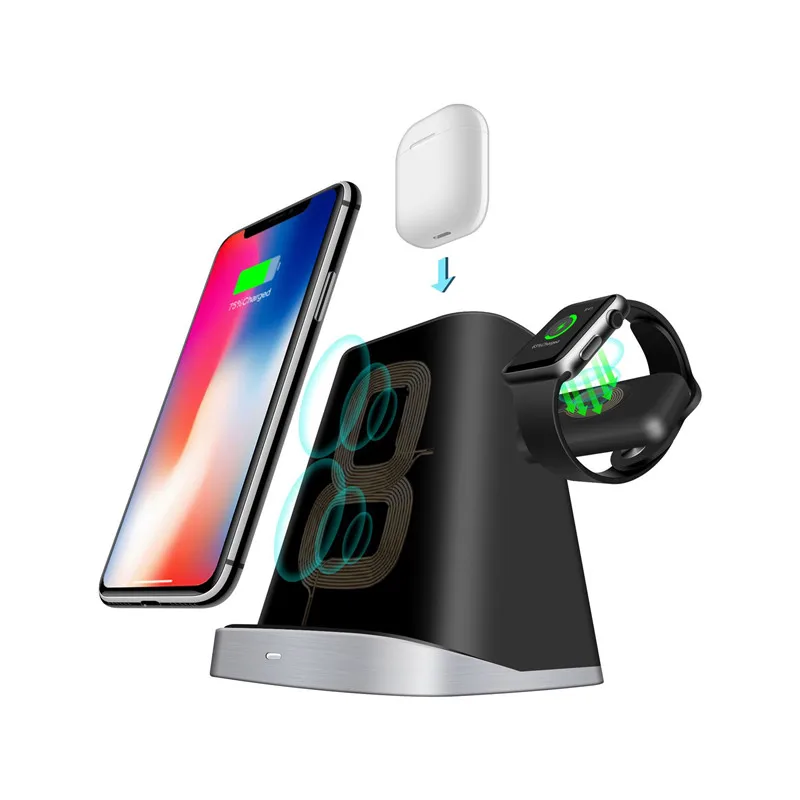 Магнитное зарядное устройство 3 в 1 для Apple Watch IPhone 8 Plus X XR XS 11 AirPods Быстрое