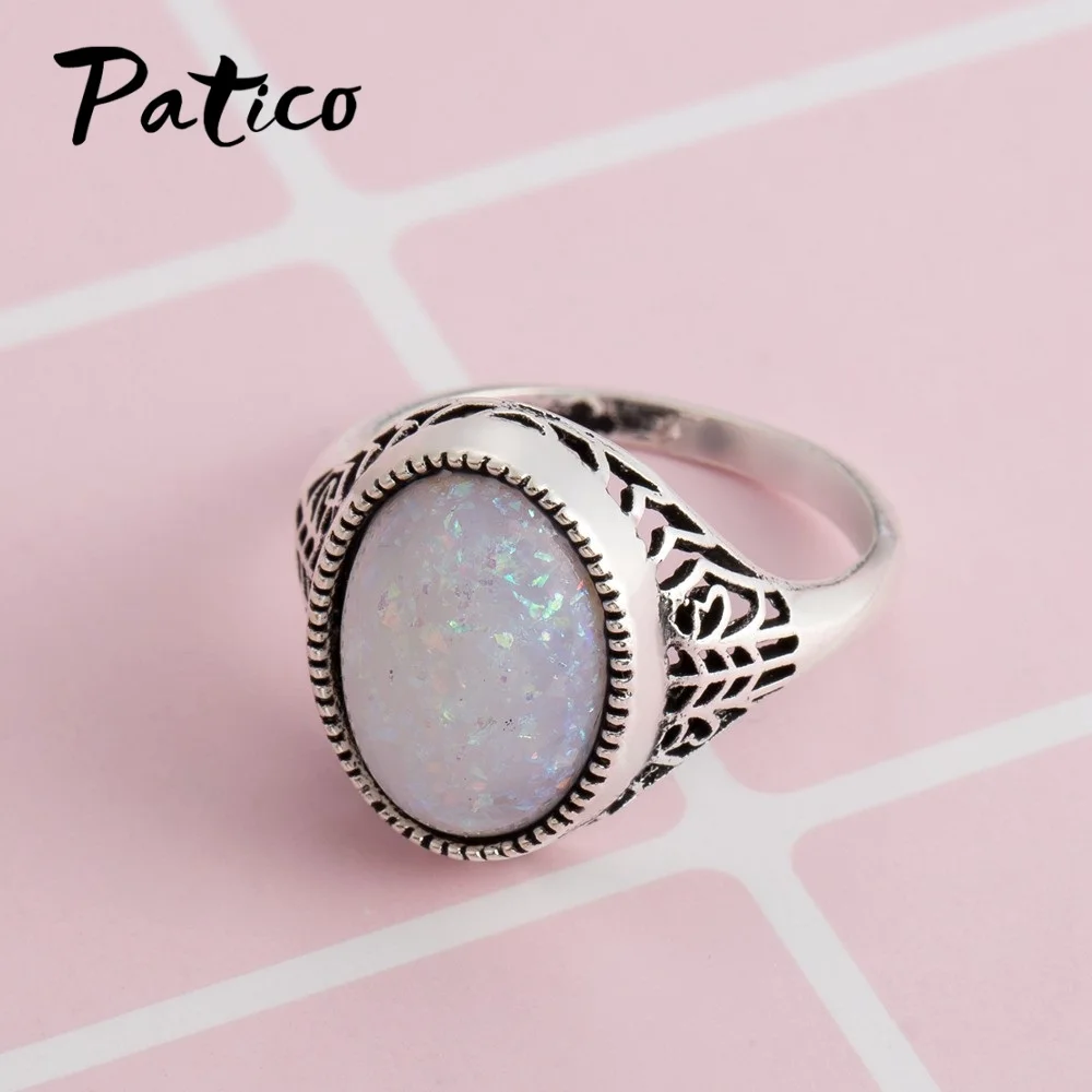Женское кольцо из серебра 925 пробы с цветным опалом | Украшения и аксессуары