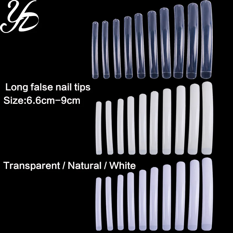 Long Round tips Yiday 30 шт длинные/короткие салонные накладные ногти прозрачные натуральные белые для 3D акриловый УФ гель для ногтей Акула сковальный Stitetto - Цвет: Long Round tips