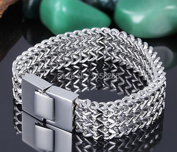 

Biker 316L Stainless Steel 3- Row figaro Link Chain Bracelet Bangle Fashion Men's High Quality Hip-Hop Jewelry 18mm 9 inch