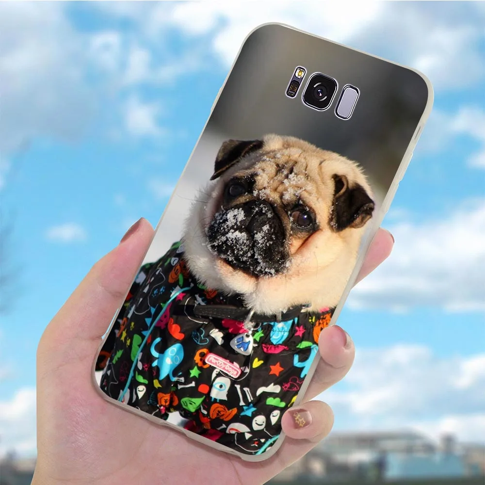 Чехол для телефона из мягкого ТПУ с рисунком чехол Galaxy Samsung A40 мопса крышка A50 A3 A6