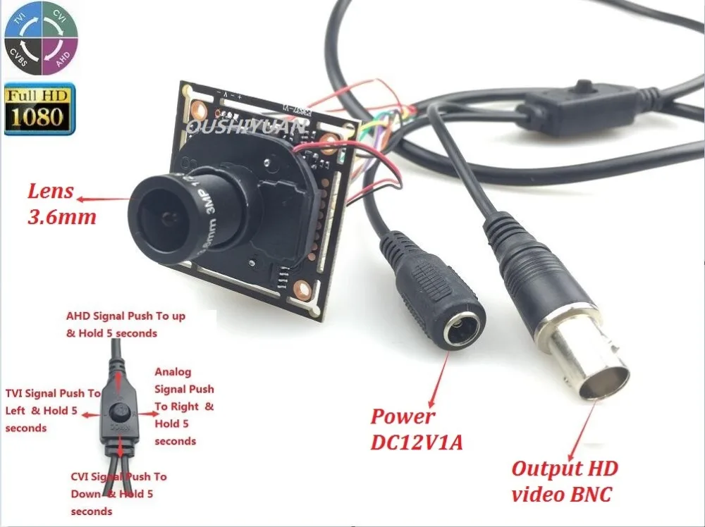 Камера видеонаблюдения камера 4 в 1 объектив 3 6 мм TVI CVI CVBS 2.0MP HD 1080P|camera 2.0mp|hd cvihd cctv