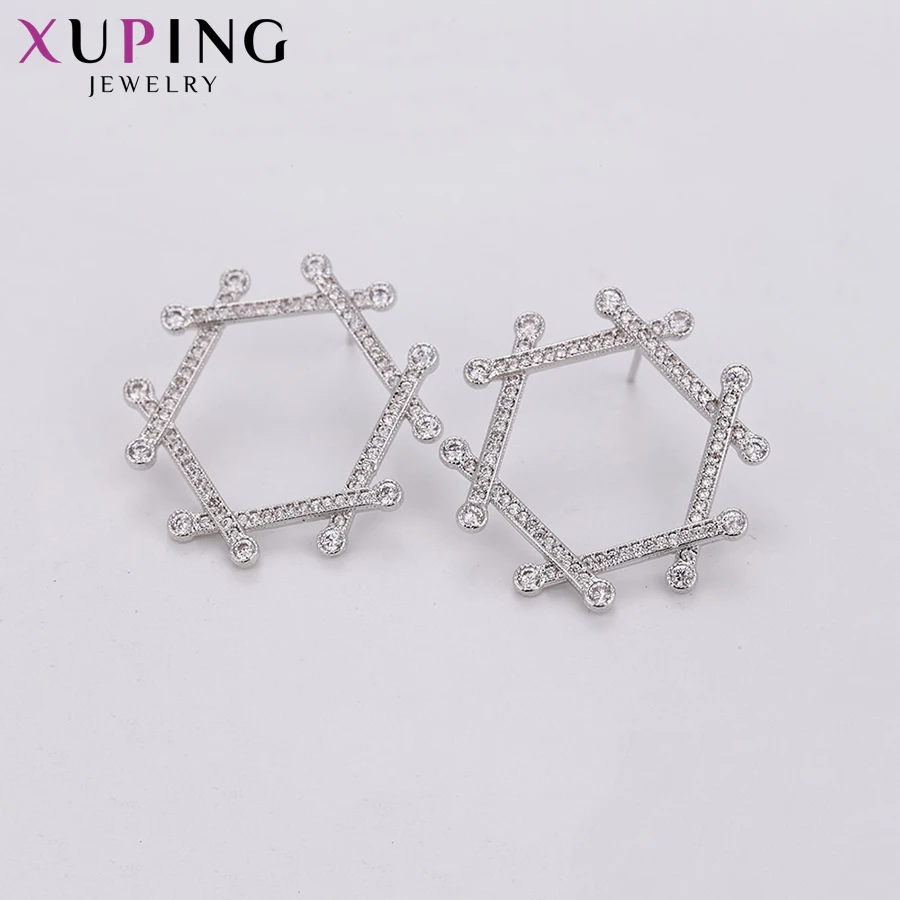 Xuping Elegant Special Design Earrings Rhodium Plated Earring Stud Jewelry for Women Christmas Gifts 93476 | Украшения и