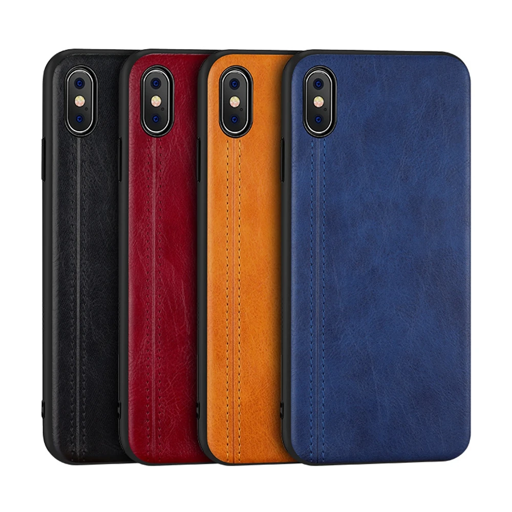 OTAO Retro PU Leather Case For iPhone XS MAX XR X 7 8 Plus Shockproof Cases Solid Color TPU Back Cover 6s 6 | Мобильные телефоны и