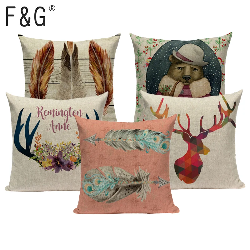 

Christmas animal cushions cover for sofa Car 45Cmx45Cm Square decorative 1 Side Printing Cushion Pillow Custom throw pillows