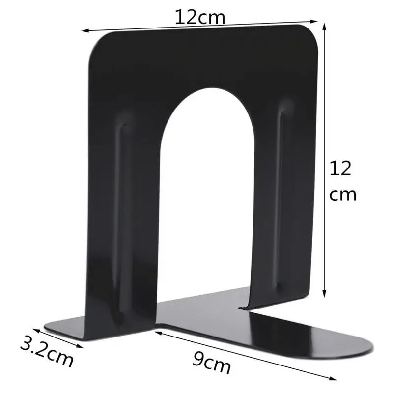 

1 Pair Black Metal Bookends Desktop Storage Tools Book Holder Metal Bookends Support Holder Nonskid Desk Stands For Books