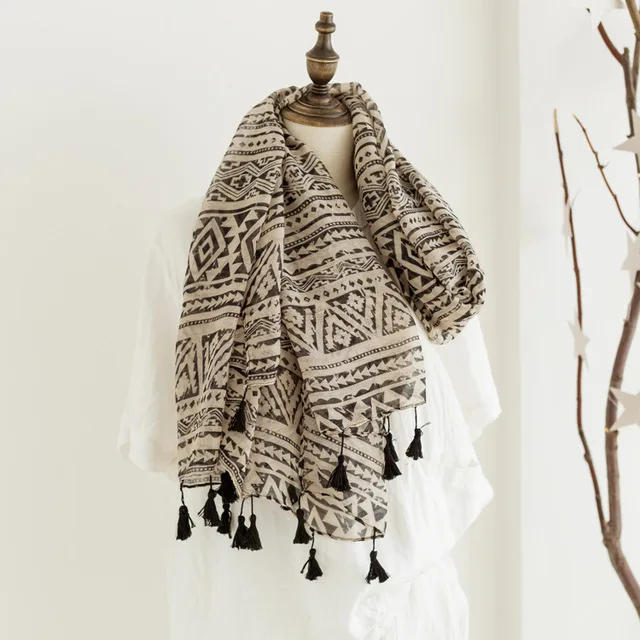 

2018 Newest Women Geometry Pattern Scarf Tassel Scarf Cotton Scarf 10PCS/lot