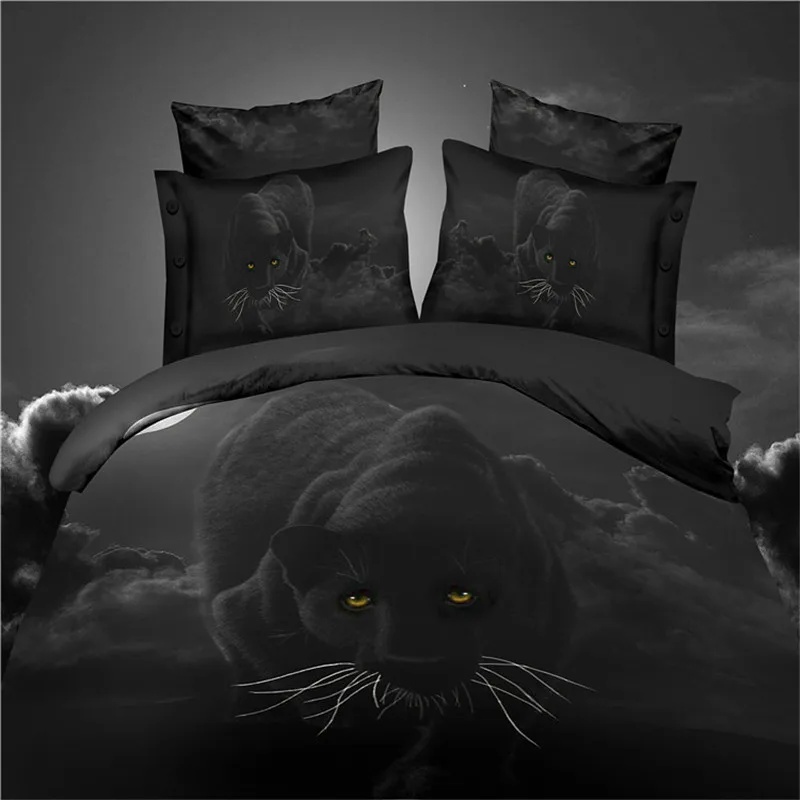 Новинка, 3D комплект постельного белья, черное постельное белье, Розовый пододеяльник, набор из хлопка и полиэстера, 3d набор постельного белья с животными, 4 шт., постельное белье для взрослых с цветами