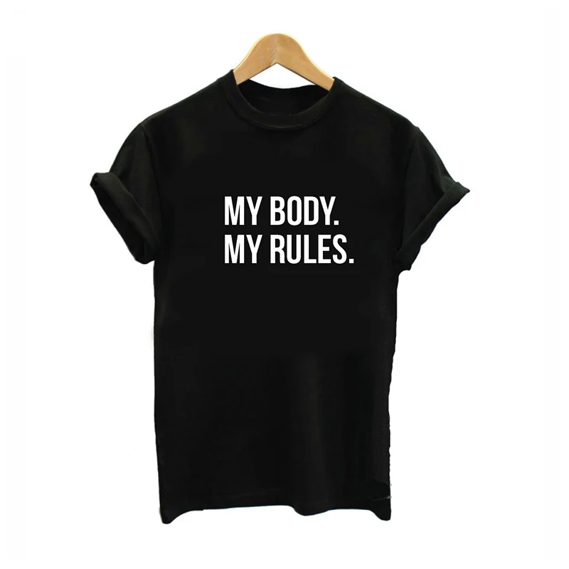 Женская футболка с надписью My Body Rules EnjoytheSpirit хлопковая Футболка хорошего