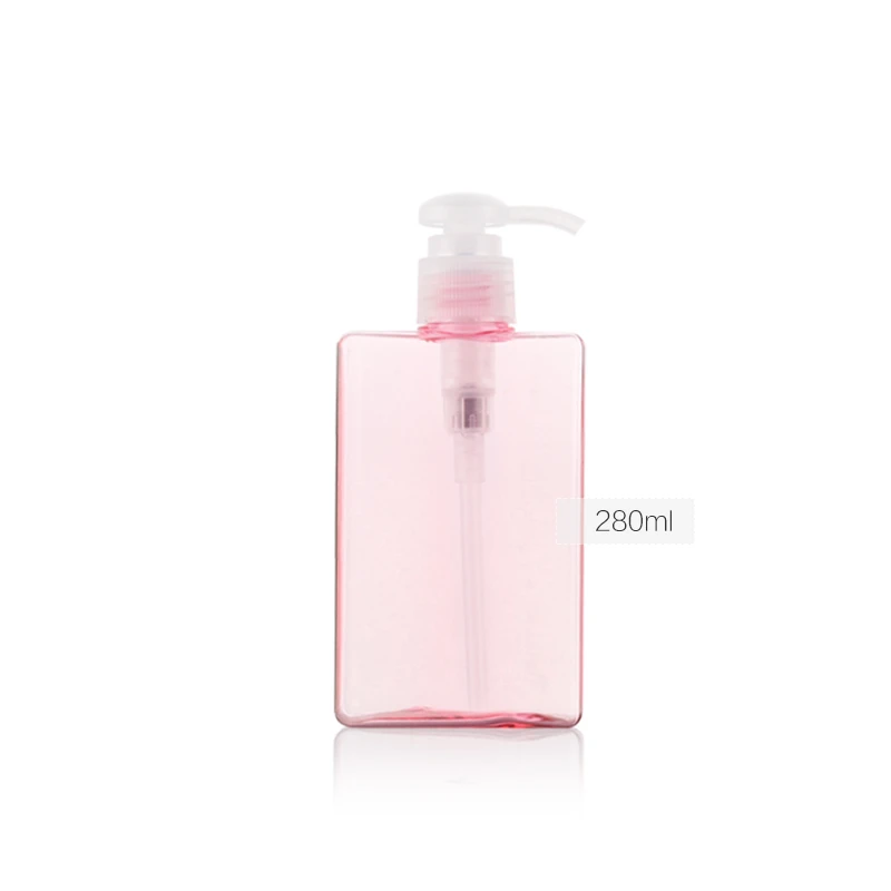 300ml 10oz Square Empty Refill Bottle PETG pink cosmetic bottle lotion pump color plastic travel shampoo 280ml | Красота и здоровье