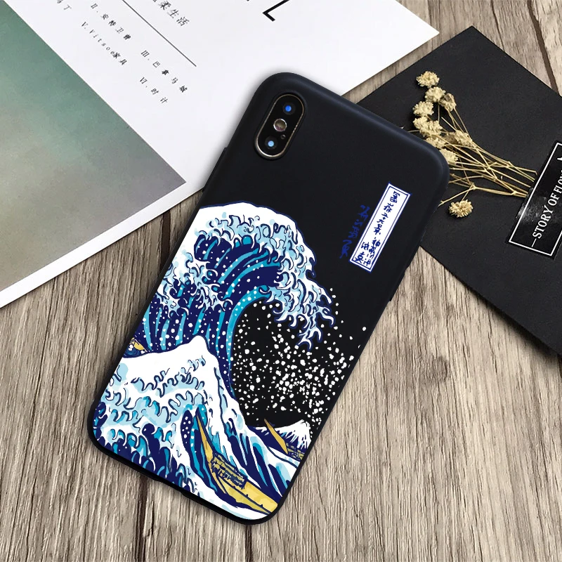 Чехол для iphone X XS большая волна канагавы задняя крышка мягкий чехол телефона Fundas