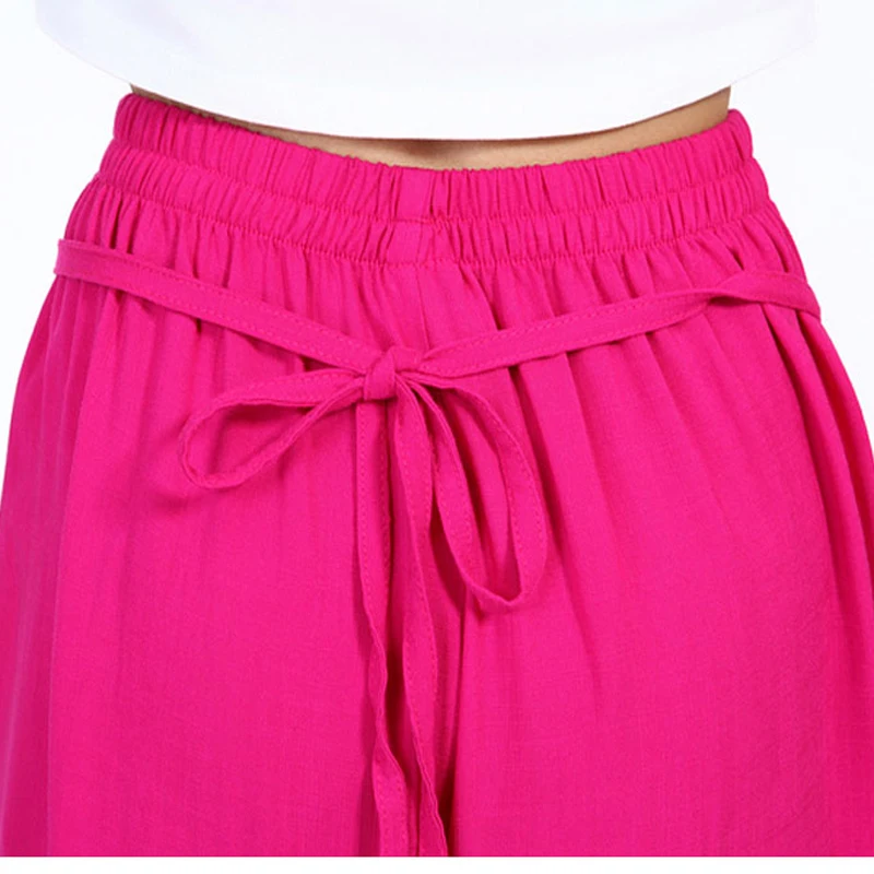 

Fashion 2017 Women Cotton Linen Pants Comfortable Wide Leg Elastic Waist Pants Female Casual Loose Trousers Plus Size XL XXL 3XL