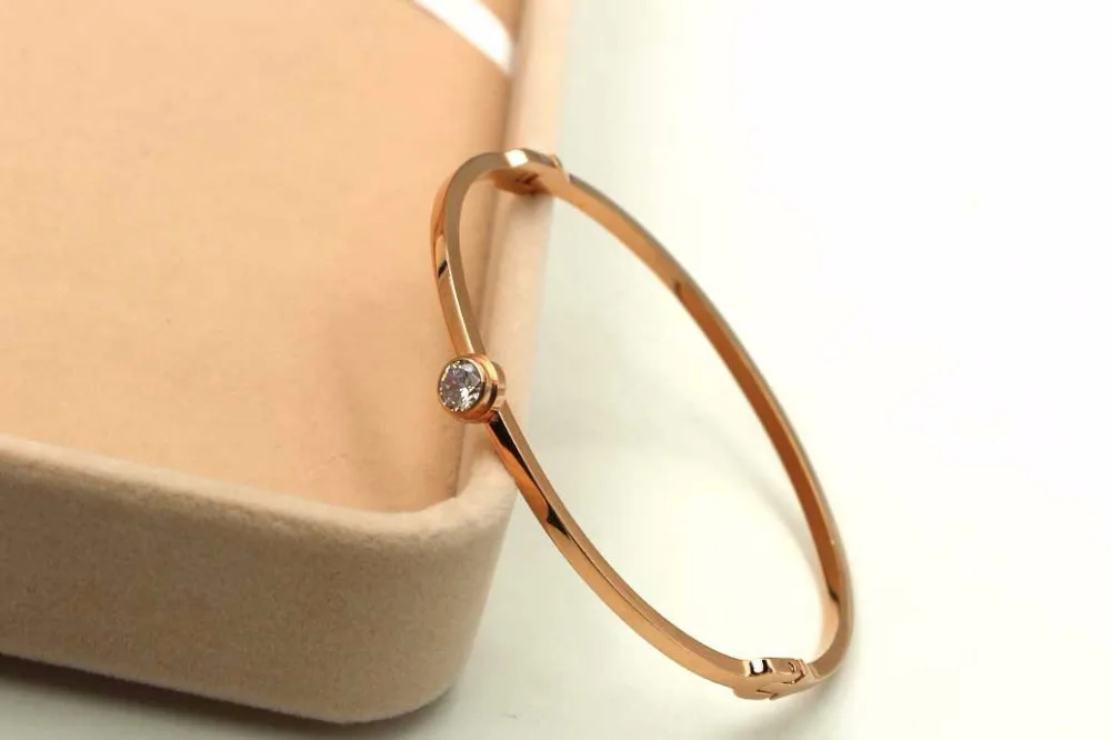 Модный роскошный браслет из нержавеющей стали цвета розового золота с