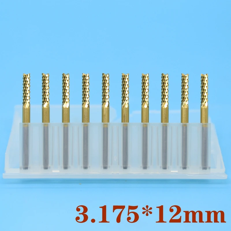 10 шт. титановое покрытие PCB Фрезерный резак 3 175 мм вольфрамовый Карбид Кукуруза