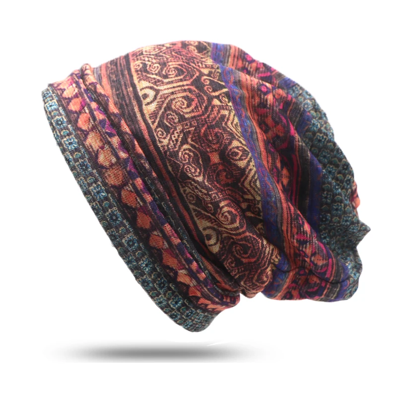 Arherigele 1 шт. тюрбан шапки для женщин шапочка Зимняя вязаная Skullies шапка s Модный цветочный принт уличный шарф шапка хип-хоп