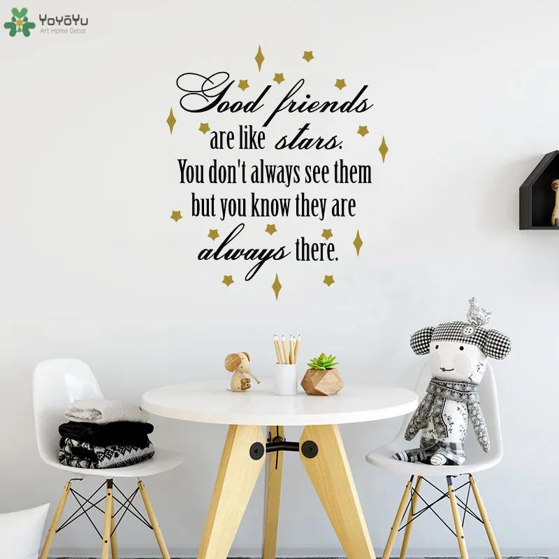 

YOYOYU Wall Decal Creative Quote Good Friends Are Like Stars Wall Sticker Bedroom Decoration Interior Adhesive Home Decor CY450