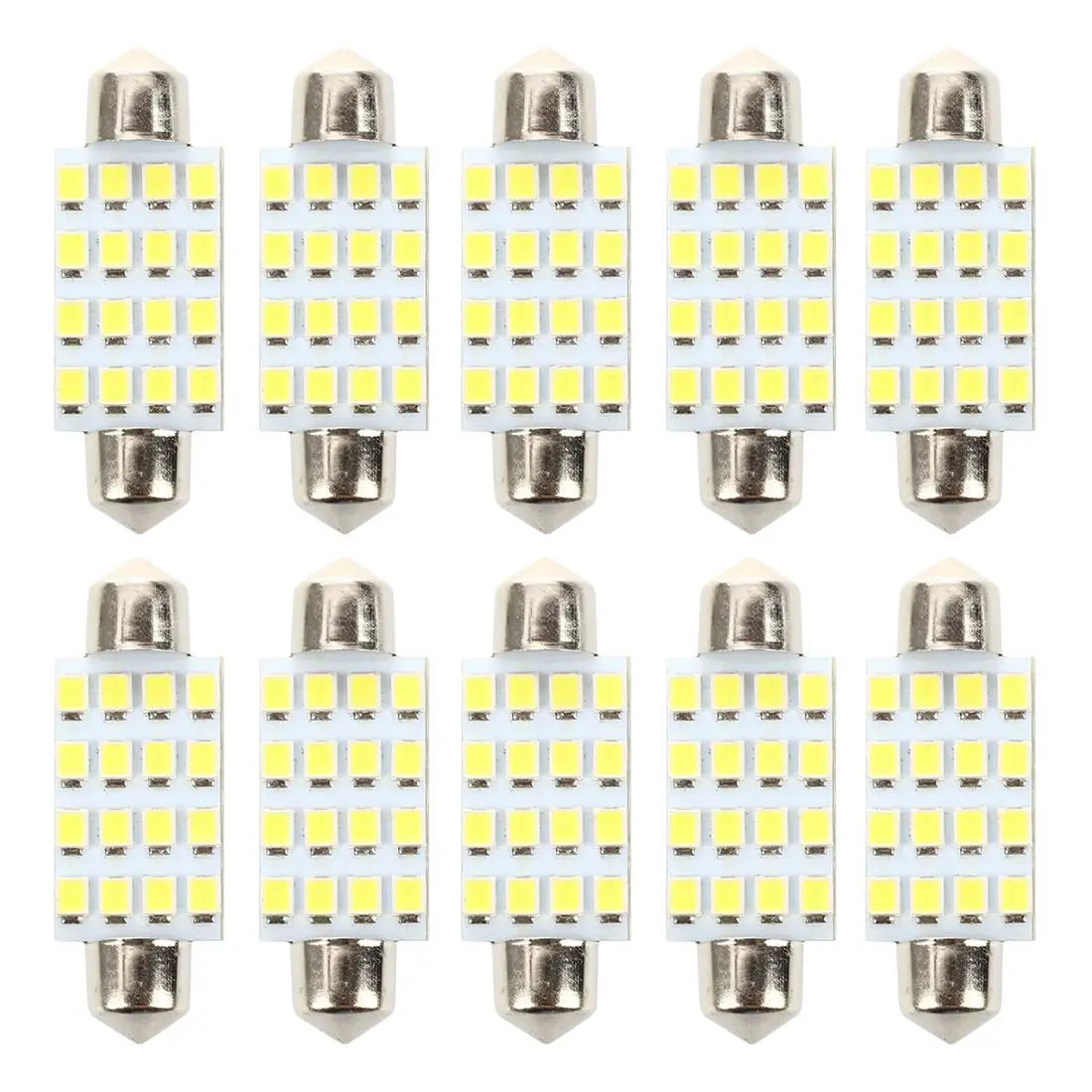 

10pcs 42mm 1.72" 1210 SMD 16-LED Festoon Dome Light White 211-2 212-2