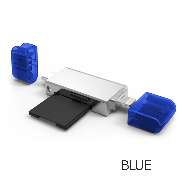 Type-c Lighting blue UTHAI C06 кардридер USB 3,0 SD/Micro SD TF OTG Смарт-карта памяти адаптер для ноутбука USB 3,0 type C/Lightning кардридер - Цвет: Type-c Lighting blue