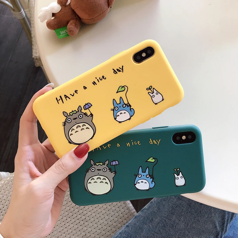 For iPhone 7 6 6s 8 X 7Plus Lovely Cartoon totoro phone case for iphone xr xs max matte Thicken silicone cover capa fundas 10 |