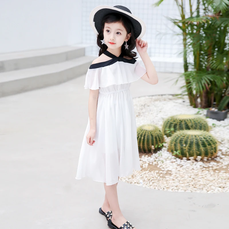 Baby Girls Dress 2018 New Fashion Summer Cotton White Solid Dresses for Girl 4-16y Sweet Casual Kids Children Clothing 5ds648 | Детская