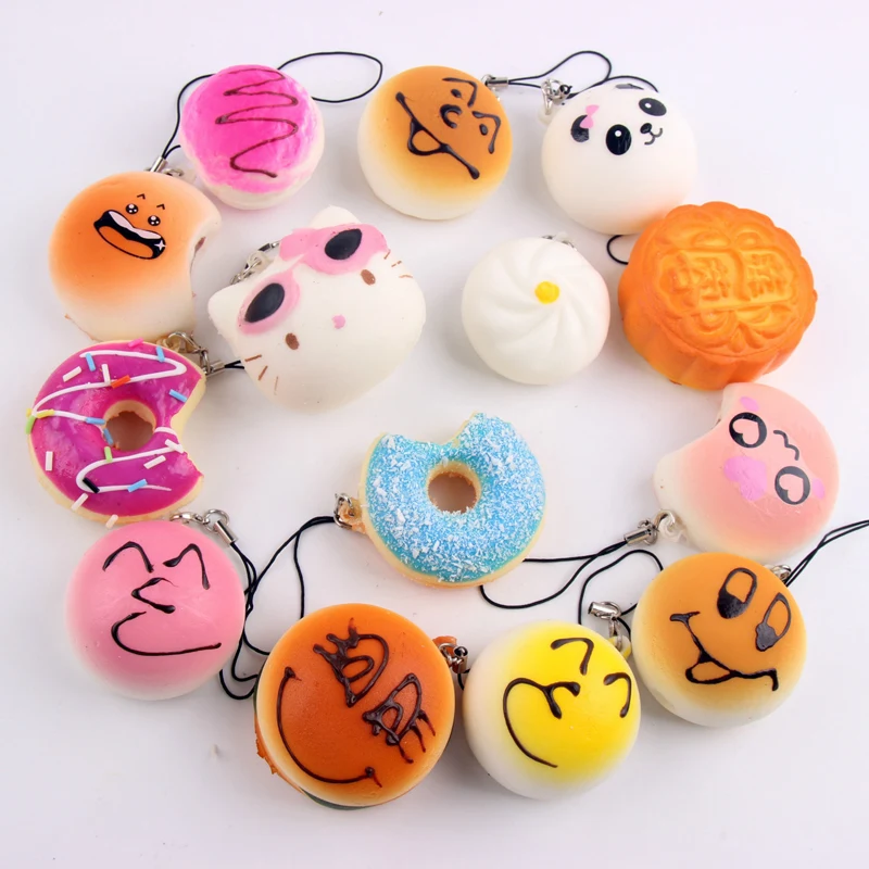 20 шт. Каваи Squishy Булочки Хлеба Телефон Ленты Подвески Мини Squishies Дети Игрушки