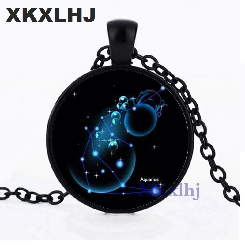 XKXLHJ Hot 12 Star Zodiac Signs Constellation Necklace Horoscope Astrology Disc Pendant Women Statement Birthday Gift |