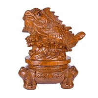 huali wood hand carved treasure basin ornaments red carp carving crafts with carp and carp every year
