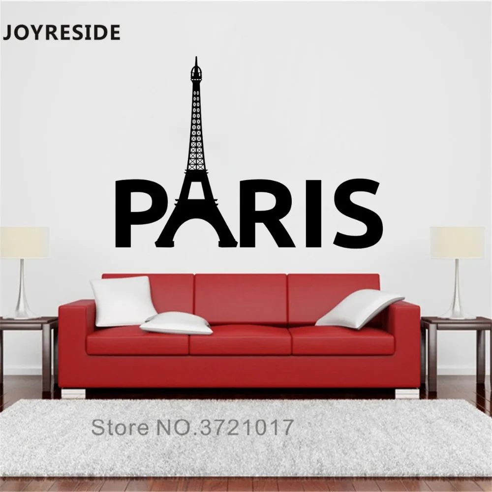 JOYRESIDE Paris Quotes Wall Decal France Tower Sticker Art Vinyl Decor Home Livingroom Romantic Interior Design A887 | Дом и сад