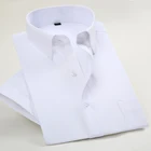 Мужская однотонная Классическая рубашка, белая формальная деловая рубашка с короткими рукавами, не требует глажки, разные цвета, лето 2019