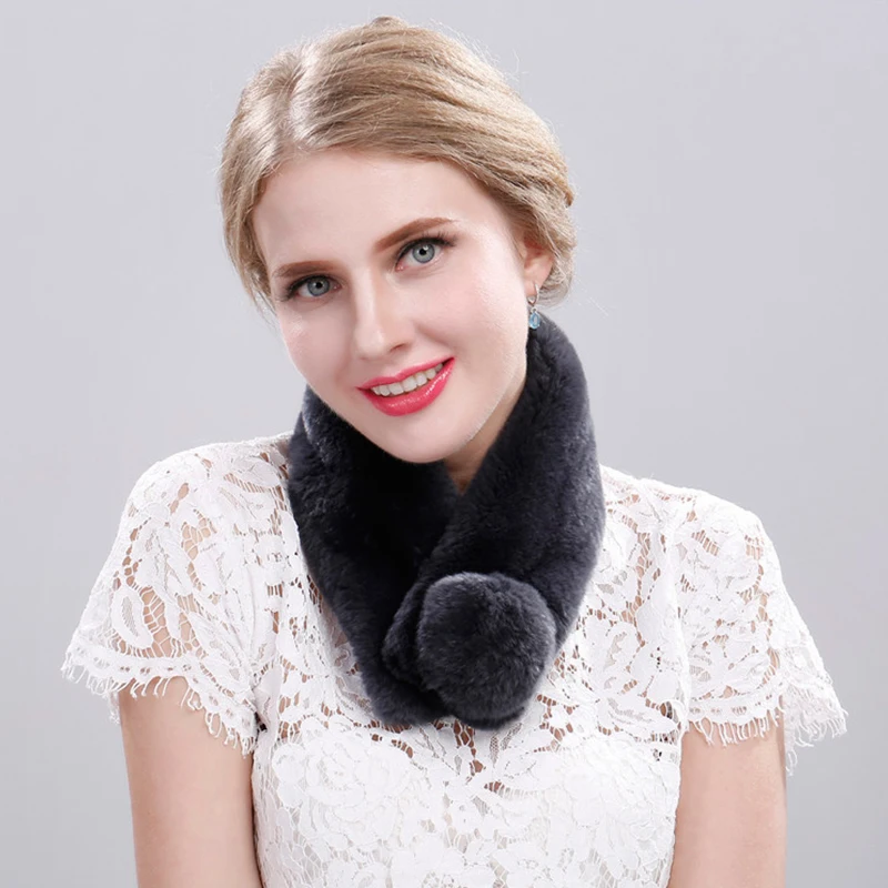 China Made Scarves By Rex Rabbit Fur Thicker Than Regular Ones Scarf For Neck Keep Warm In Winter And Autumn | Аксессуары для