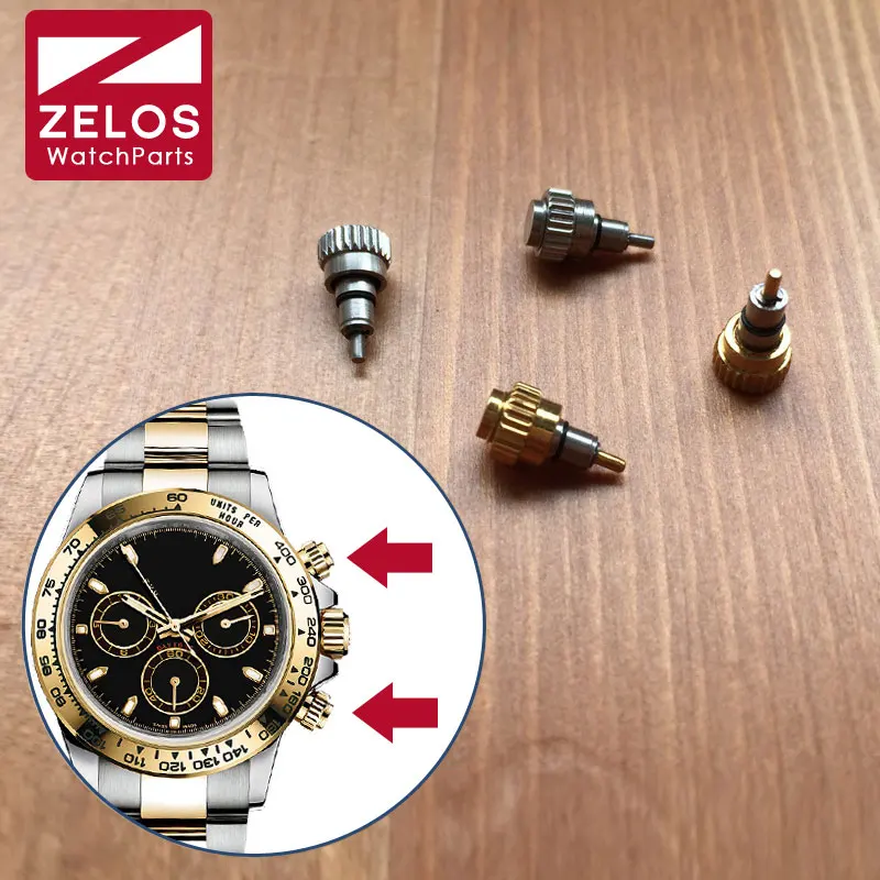 2pieces/set waterproof watch screw push button crown for Rolex RLX Cosmograph Daytona watch 116520 116515 116500 parts tools