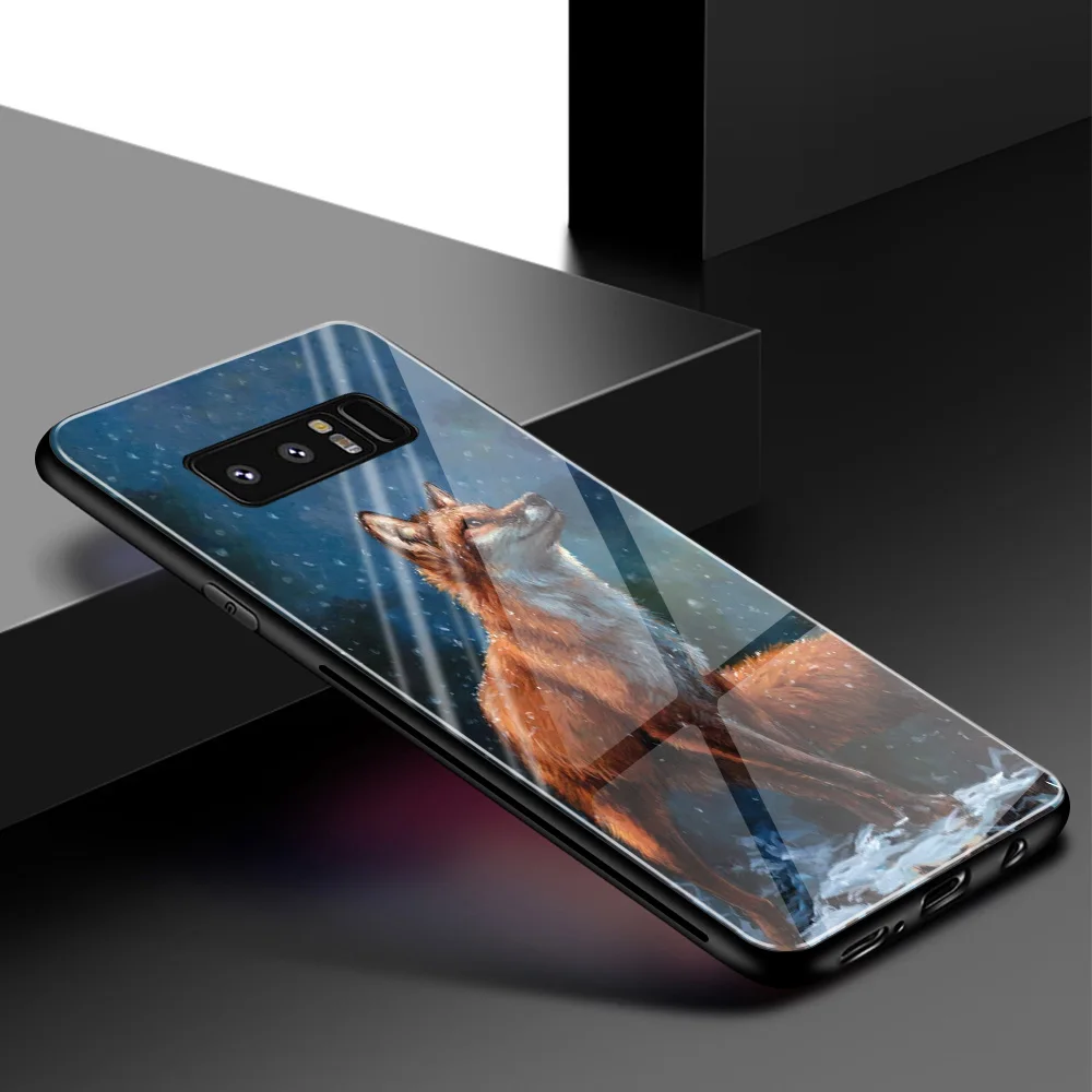 Для samsung S10 чехол с лисьим животным жестким задним стеклом для samsung Galaxy Note 8 9 10 S8 S9 S10 plus S10 Lite - Цвет: 02710