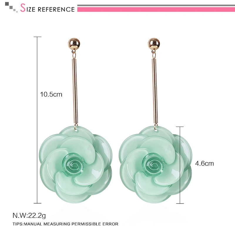Temperament Big Acrylic Rose Flower Drop Earrings For Women Bohemian Holiday Party Jewelry Red Green White/Black | Украшения и