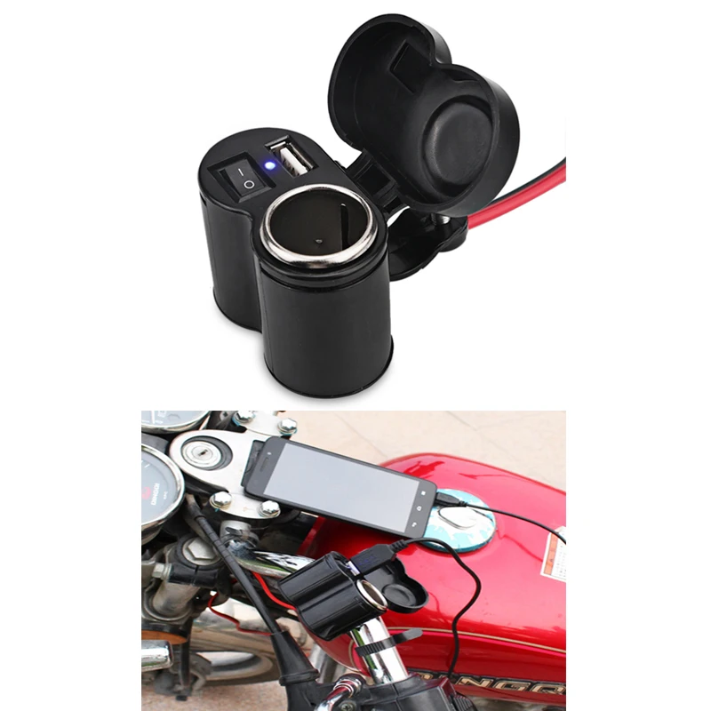 

Waterproof Car Motorcycle Bike Waterproof Cigarette Lighter USB Power Charging Socket 12V Dual USB Output Charging For Phone GPS