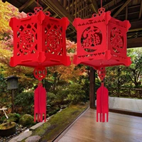behogar 3d hollow out non woven red lantern hanging decoration ornament for chinese new year spring festival home office 21x50cm