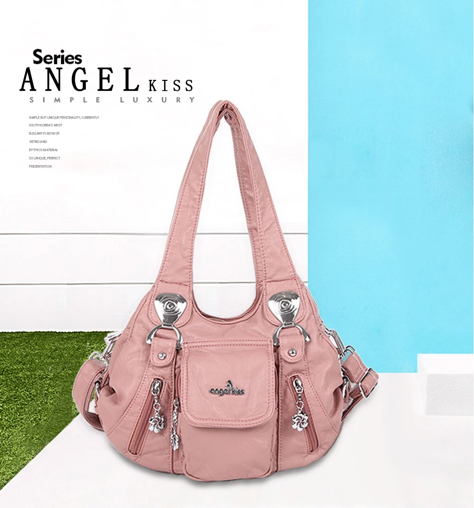 Angelkiss бренд 2 передняя молния экономичная Женская Большая вместительная сумка с верхней ручкой сумка на плечо с бесплатным подарком