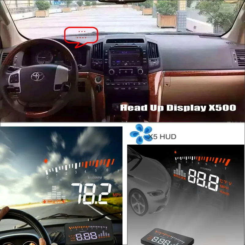 

For TOYOTA Land Cruiser LC 200 LC200 2008-2014 Auto Accessories Car HUD Head Up Display Windshield Projector Alarm System OBD
