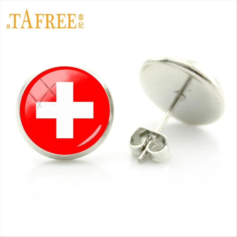 Tafree флаг Турция Испания Япония Швеция Серьги-гвоздики 28 Стили мира Флаг Фото Стекло камни Серьги стимпанк украшения fg87