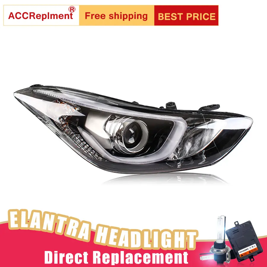 

2Pcs LED Headlights For Hyundai Elantra 2012-2015 led car lights Angel eyes xenon HID KIT Fog lights LED Daytime Running Lights