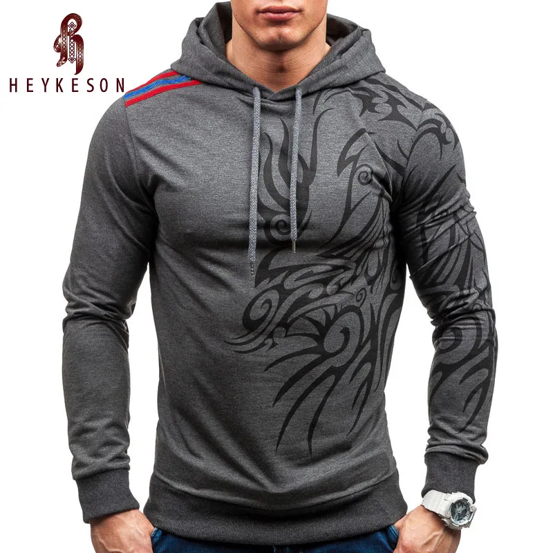 HEYKESON 2018 Hoodies Men Hombre Hip Hop Mens Brand Letter Hooded Zipper Hoodie Sweatshirt Slim Fit Hoody Large Size XXXL | Мужская