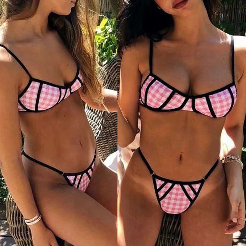 В X бинты Бикини 2019 плед sexy push up Купальник женский купальный костюм для женщин