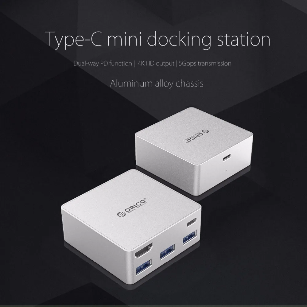 ORICO CDHU3 Type C концентратор USB3.0 HDMI совместимая алюминиевая мини Док станция PD