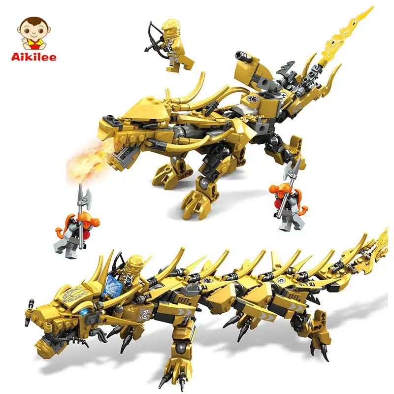 270 китайский дракон Diy головоломка строительные блоки красный желтый Развивающие